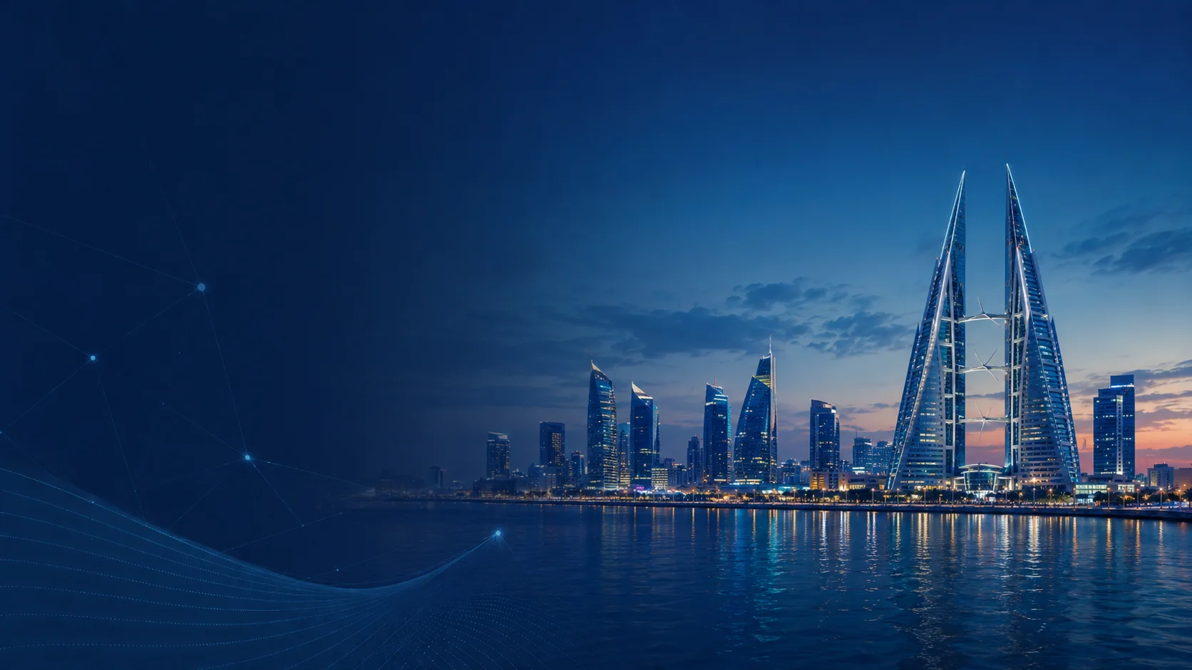 Bahrain Financial Harbour and Manama business district hero background
